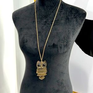 Bronze-Color Metal Owl Necklace